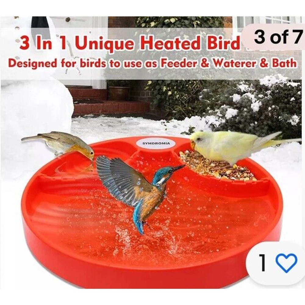 Heated Bird Feeder Waterer Bath Thermostatically Controlled Outdoor‎ Red